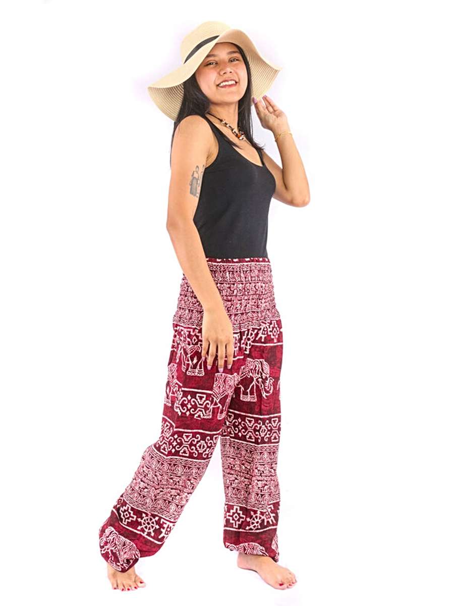 Elephant Flower Beach Pants Women Thai Harem Pants High Waist Boho Loose  Yoga Pants, F, xxxl : Amazon.de: Fashion
